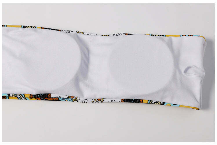 Y2K Retro Print Bandeau Bikini Set - Vintage-inspired Swimwear for Women Y2K Retro Print Bandeau Bikini Set - Vintage-inspired Swimwear for Women