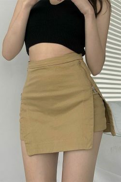 Y2K Retro Rave Mini Skirt - Coquette Aesthetic Grunge Style Cargo Skirt