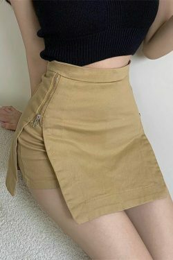 Y2K Retro Rave Mini Skirt - Coquette Aesthetic Grunge Style Cargo Skirt