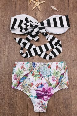 Y2K Retro Striped Halter Bikini Set - Coquette Aesthetic Swimwear for Women