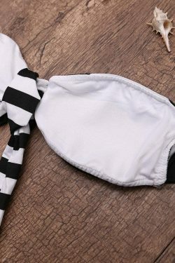 Y2K Retro Striped Halter Bikini Set - Coquette Aesthetic Swimwear for Women