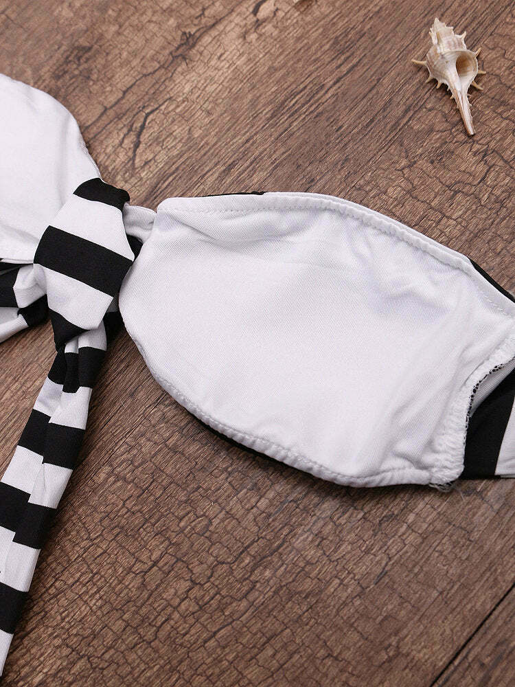 Y2K Retro Striped Halter Bikini Set - Coquette Aesthetic Swimwear for Women Y2K Retro Striped Halter Bikini Set - Coquette Aesthetic Swimwear for Women