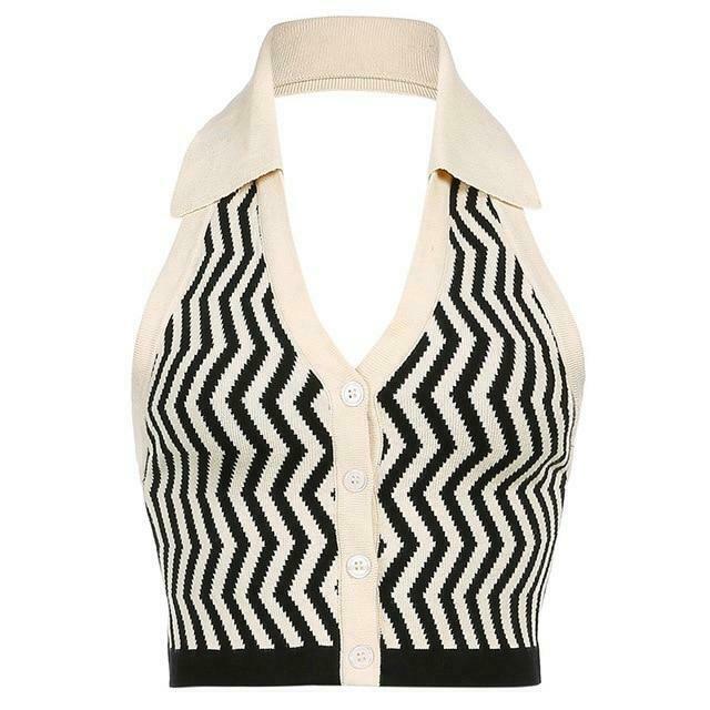 Y2K Retro Striped Sleeveless Top: Coquette Aesthetic, Grunge Style, Past Y2K Retro Striped Sleeveless Top: Coquette Aesthetic, Grunge Style, Past
