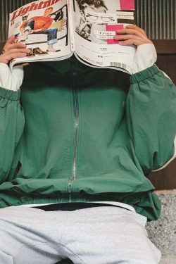 Y2K Retro Style Track Jacket for Women - Coquette Aesthetic Grunge Fashion with Pastel Goth Vibes