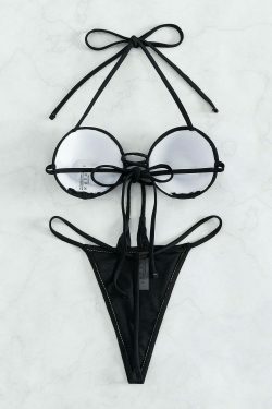 Y2K Rhinestone Swimsuit Thong: Coquette Aesthetic Beach Bikini