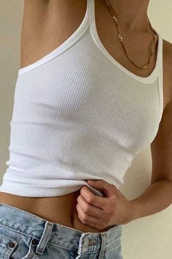 Y2K Ribbed Crop Cami: Coquette Aesthetic Grunge Style Cute Pastel Goth Top