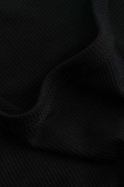 Y2K Ribbed Drawstring Crop T-Shirt - Coquette Grunge Aesthetic