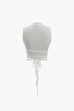 Y2K Ruched Tie Waist Crop Tank Top in Coquette Aesthetic - Grunge Style with Pastel Goth Vibes