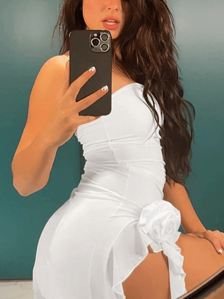 Y2K Ruffle Mesh Bandeau Maxi Dress - Coquette Aesthetic, Grunge Style, Pastel Goth