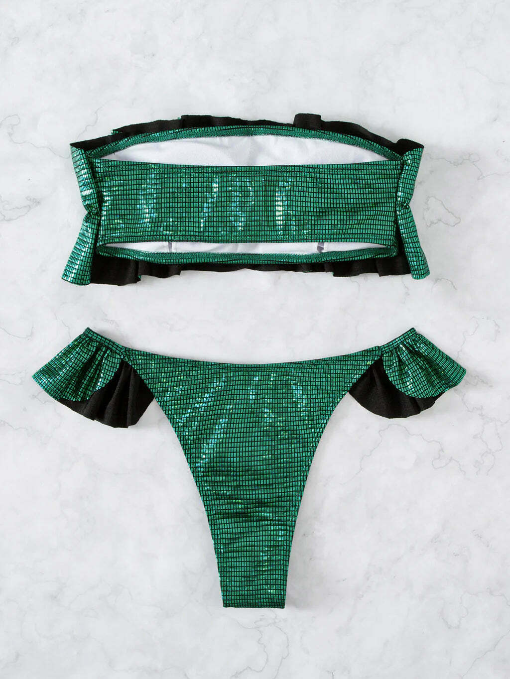 Y2K Ruffled Beach Bikini: Coquette Aesthetic Tube Top - Grunge Style, Pastel Goth, Cute Tops Y2K Ruffled Beach Bikini: Coquette Aesthetic Tube Top - Grunge Style, Pastel Goth, Cute Tops