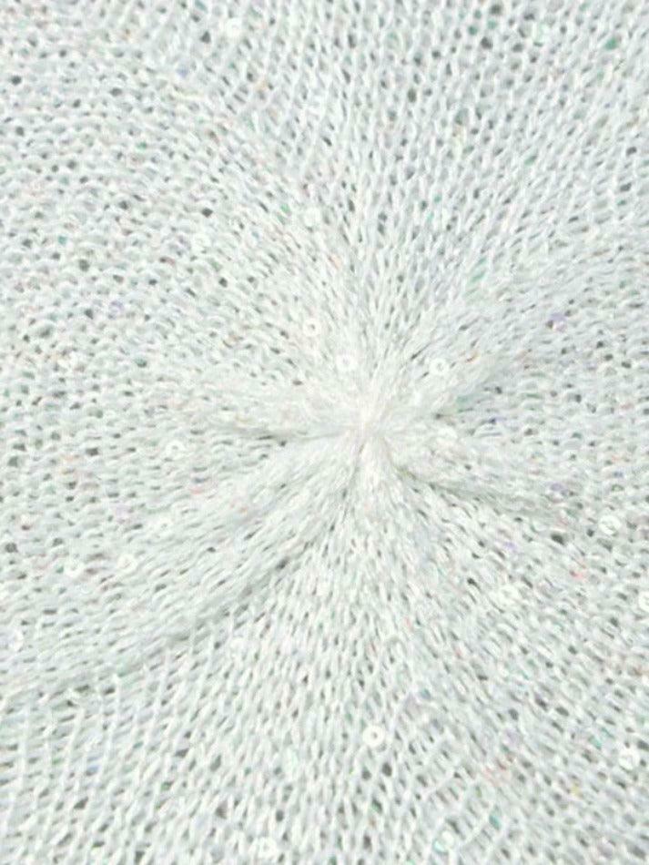 Y2K Sequin Cutout Knit Tank Top for Women: Coquette Aesthetic with a Touch of Grunge Style