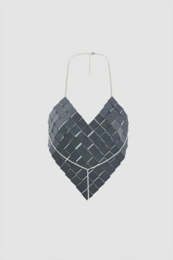 Y2K Sequin Heart Halter Top: Coquette Aesthetic, Grunge Style, Cute Pastel Goth Fashion