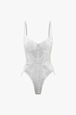 Y2K Sheer Heart Lace Bodysuit - Coquette Aesthetic Grunge Style - Cute Tops & Cargo Skirt