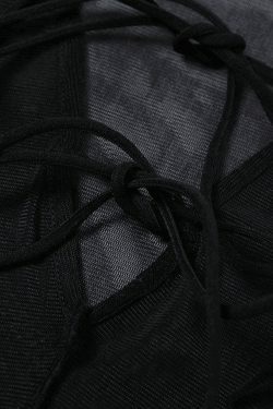 Y2K Sheer Mesh Lace-Up Blouse - Coquette Aesthetic Grunge Style Fashion Top