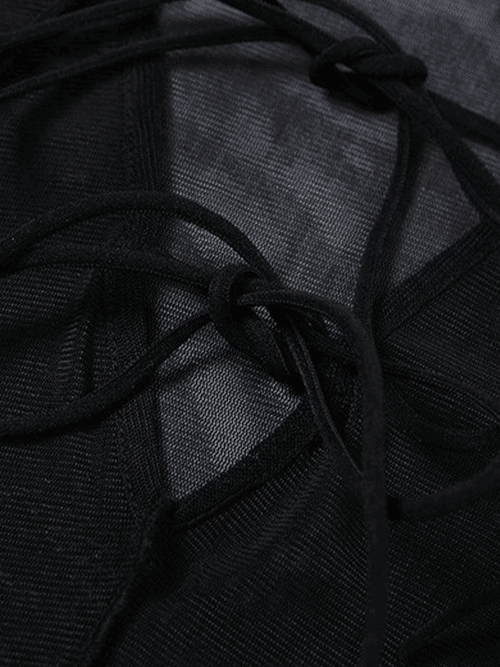 Y2K Sheer Mesh Lace-Up Blouse - Coquette Aesthetic Grunge Style Fashion Top Y2K Sheer Mesh Lace-Up Blouse - Coquette Aesthetic Grunge Style Fashion Top