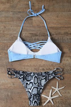 Y2K Snakeskin Lattice Bikini Set - Coquette Aesthetic Swimwear
