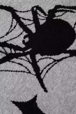 Y2K Spider Jacquard Tattered Hem Sweater - Coquette Aesthetic, Grunge Style, Pastel Goth