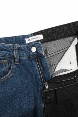 Y2K Split Colour Jeans: Coquette Aesthetic Grunge Style for Women - Unique Fashion Statement