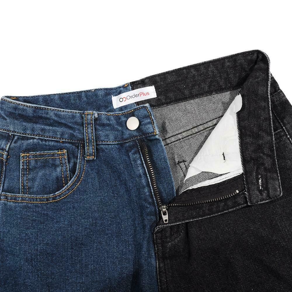 Y2K Split Colour Jeans: Coquette Aesthetic Grunge Style for Women - Unique Fashion Statement Y2K Split Colour Jeans: Coquette Aesthetic Grunge Style for Women - Unique Fashion Statement
