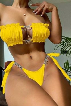 Y2K Split Diamond Swimsuit Bikini: Coquette Aesthetic, Grunge Style, Cute Tops