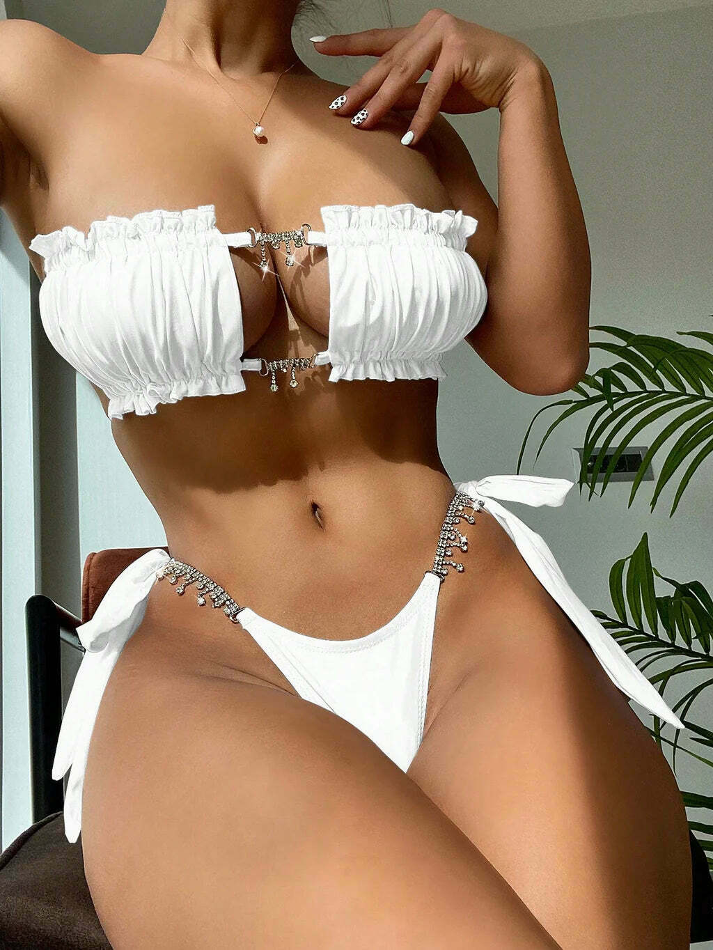 Y2K Split Diamond Swimsuit Bikini: Coquette Aesthetic, Grunge Style, Cute Tops Y2K Split Diamond Swimsuit Bikini: Coquette Aesthetic, Grunge Style, Cute Tops