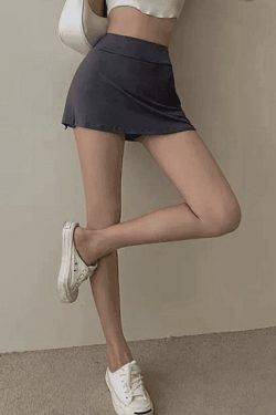 Y2K Split Tennis Mini Skirt - Coquette Grunge Style - Pastel Goth Cargo -