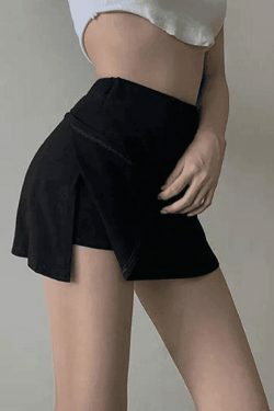 Y2K Split Tennis Mini Skirt - Coquette Grunge Style - Pastel Goth Cargo -