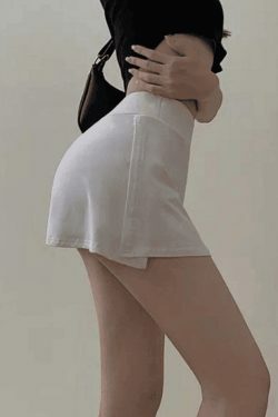 Y2K Split Tennis Mini Skirt - Coquette Grunge Style - Pastel Goth Cargo -