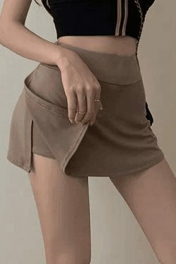 Y2K Split Tennis Mini Skirt - Coquette Grunge Style - Pastel Goth Cargo -