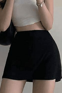 Y2K Split Tennis Mini Skirt - Coquette Grunge Style - Pastel Goth Cargo -