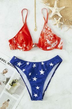Y2K Star Bikini: Sexy Printed Swimwear - Coquette Aesthetic, Grunge Style, Pastel Goth