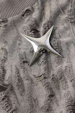 Y2K Star Decor Destroyed Tank Top - Coquette Aesthetic Grunge Style Cute Tops Pastel Goth Fashion