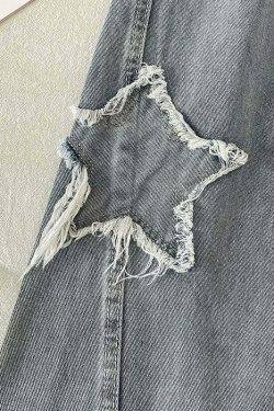 Y2K Star Denim: Luminary Ribbed Cargo Skirt with Coquette Aesthetic and Grunge Style