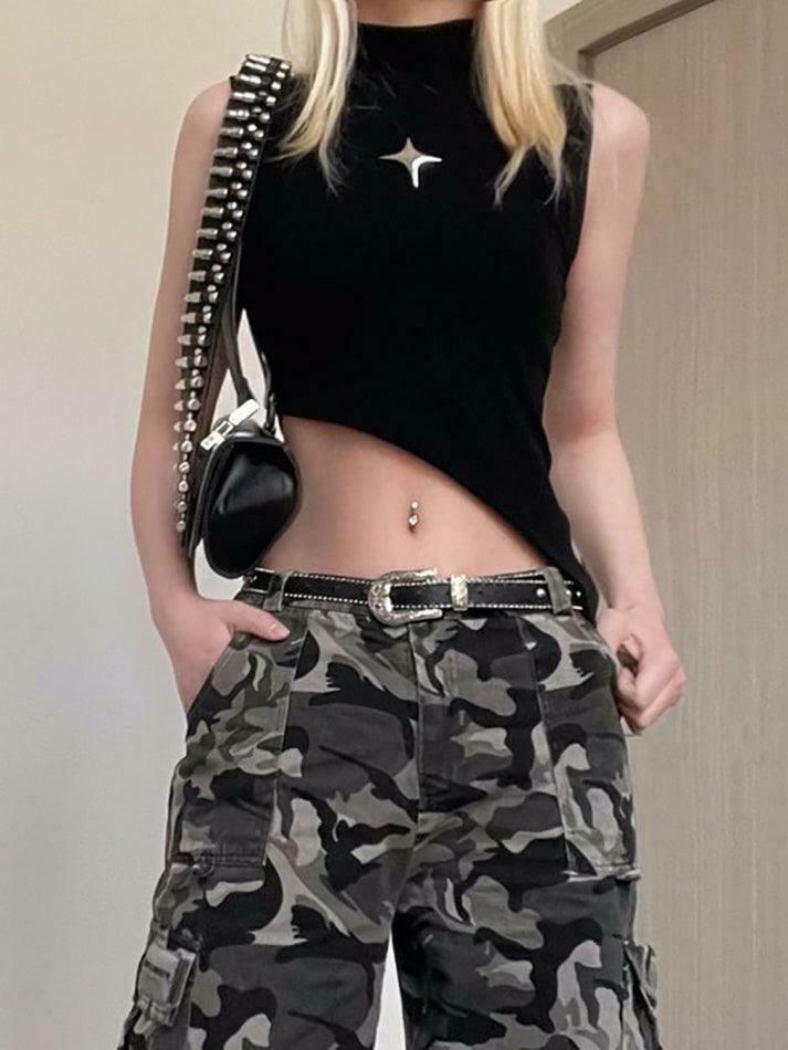 Y2K Star Detail Crop Top: Coquette Aesthetic, Grunge Style, Pastel Goth Vibes Y2K Star Detail Crop Top: Coquette Aesthetic, Grunge Style, Pastel Goth Vibes