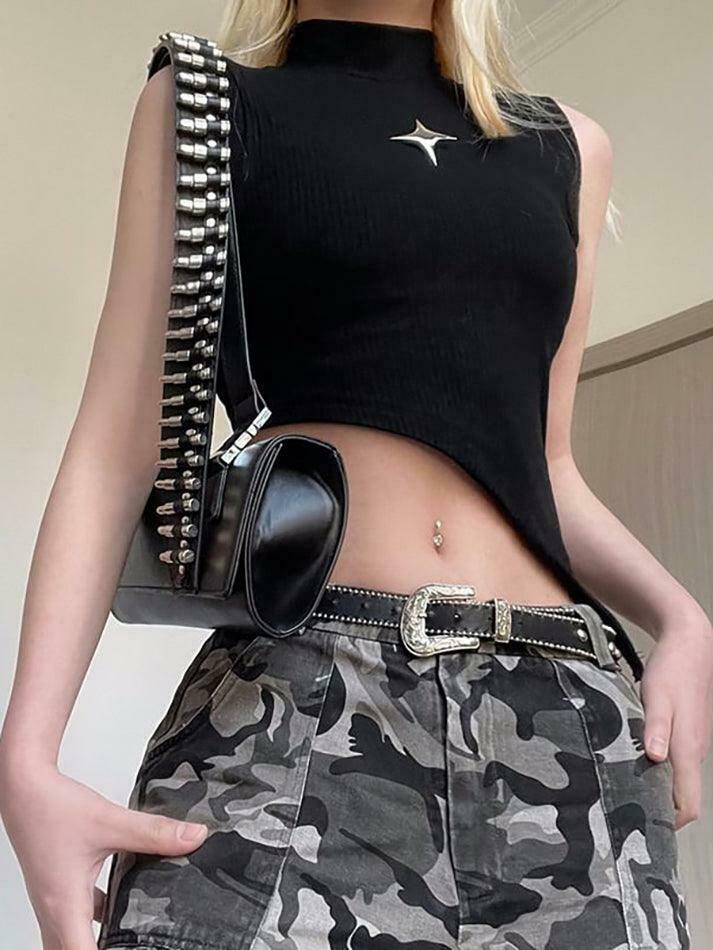 Y2K Star Detail Crop Top: Coquette Aesthetic, Grunge Style, Pastel Goth Vibes Y2K Star Detail Crop Top: Coquette Aesthetic, Grunge Style, Pastel Goth Vibes