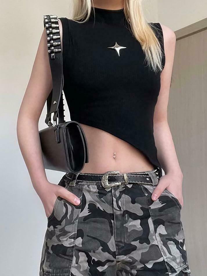 Y2K Star Detail Crop Top: Coquette Aesthetic, Grunge Style, Pastel Goth Vibes Y2K Star Detail Crop Top: Coquette Aesthetic, Grunge Style, Pastel Goth Vibes