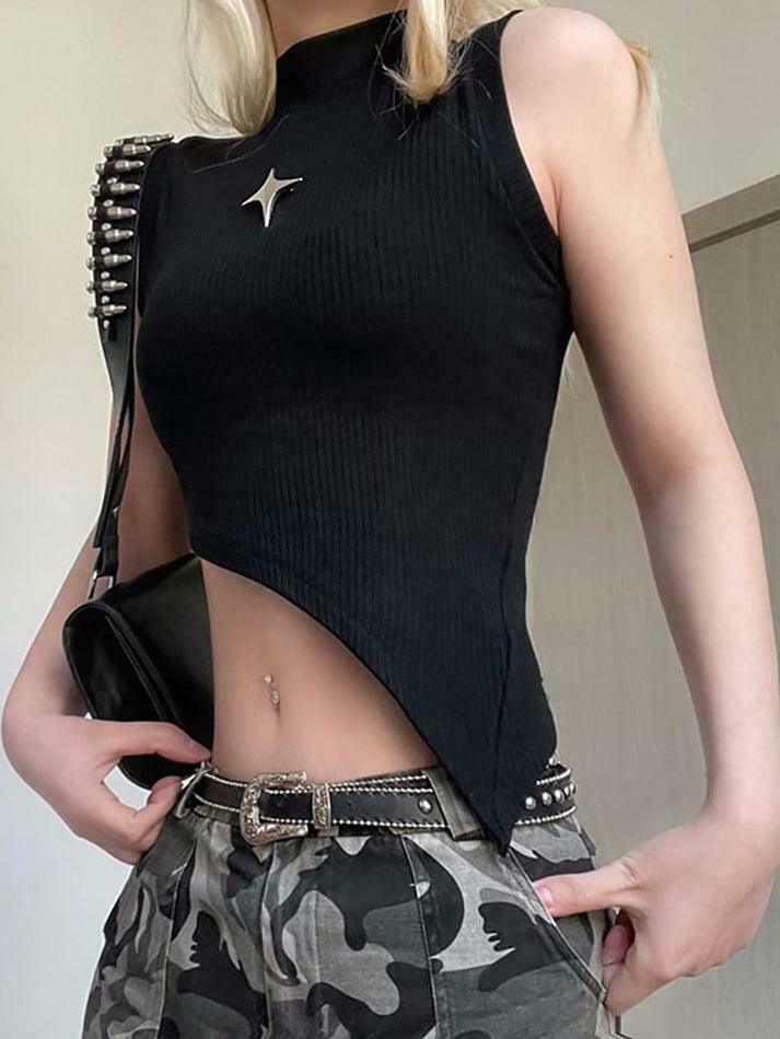 Y2K Star Detail Crop Top: Coquette Aesthetic, Grunge Style, Pastel Goth Vibes Y2K Star Detail Crop Top: Coquette Aesthetic, Grunge Style, Pastel Goth Vibes