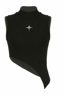 Y2K Star Detail Crop Top: Coquette Aesthetic, Grunge Style, Pastel Goth Vibes