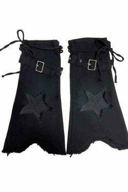 Y2K Star Embroidery Lace Up Flare Leg Warmer for Niche Women Fashion