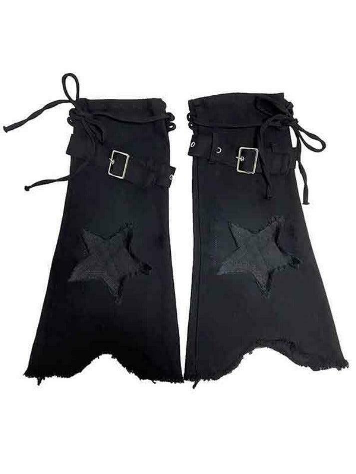 Y2K Star Embroidery Lace Up Flare Leg Warmer for Niche Women Fashion Y2K Star Embroidery Lace Up Flare Leg Warmer for Niche Women Fashion