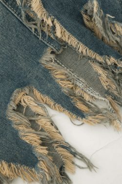 Y2K Star Patchwork Frayed Denim Skirt - Coquette Aesthetic Grunge Style - Cute Tops & Cargo Skirt