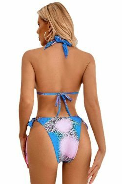 Y2K Star Print Backless Bikini Set - Retro Aesthetic Swimwear for Women