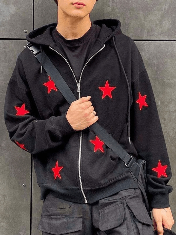 Y2K Star Zip Up Hoodie - Coquette Aesthetic Grunge Style - Vintage Fashion Statement Y2K Star Zip Up Hoodie - Coquette Aesthetic Grunge Style - Vintage Fashion Statement