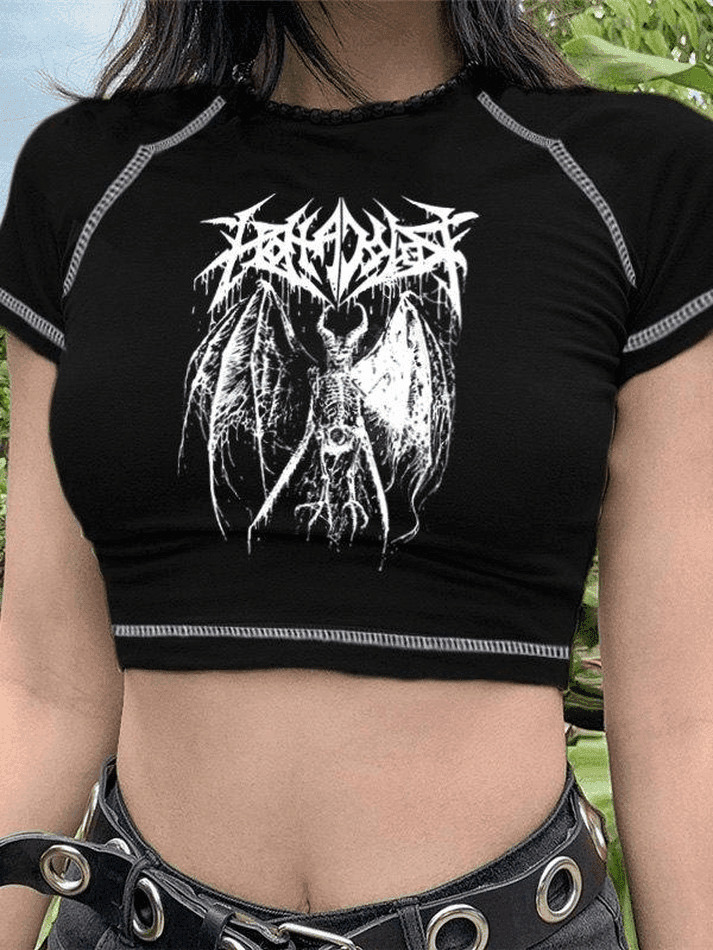 Y2K Stitched Detail Crop Top: Coquette Grunge Aesthetic - Women's Fashion Y2K Stitched Detail Crop Top: Coquette Grunge Aesthetic - Women's Fashion