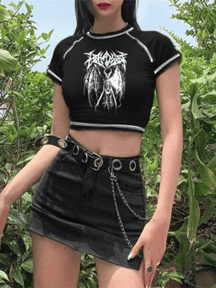 Y2K Stitched Detail Crop Top: Coquette Grunge Aesthetic - Women's Fashion Y2K Stitched Detail Crop Top: Coquette Grunge Aesthetic - Women's Fashion
