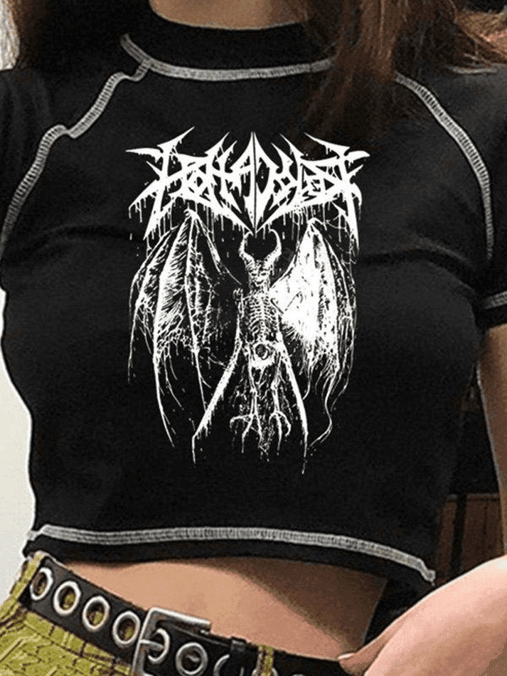 Y2K Stitched Detail Crop Top: Coquette Grunge Aesthetic - Women's Fashion Y2K Stitched Detail Crop Top: Coquette Grunge Aesthetic - Women's Fashion