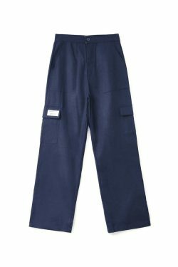 Y2K Straight Leg Pants with Fold Over Waist - Coquette Aesthetic Cargo Skirt for Women