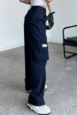 Y2K Straight Leg Pants with Fold Over Waist - Coquette Aesthetic Cargo Skirt for Women