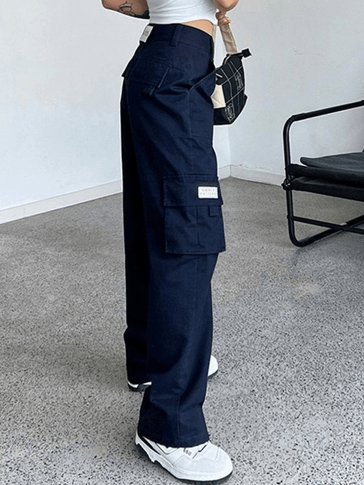 Y2K Straight Leg Pants with Fold Over Waist - Coquette Aesthetic Cargo Skirt for Women Y2K Straight Leg Pants with Fold Over Waist - Coquette Aesthetic Cargo Skirt for Women