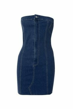 Y2K Strapless Denim Mini Dress - Coquette Aesthetic with Grunge & Pastel